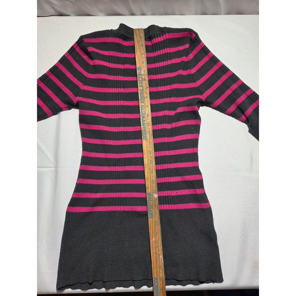 Cool‎ Attitude Black Pink Striped Ribbed V-Neck Tunic Sweater 2X 3/4 Sleeve - Picture 5 of 7